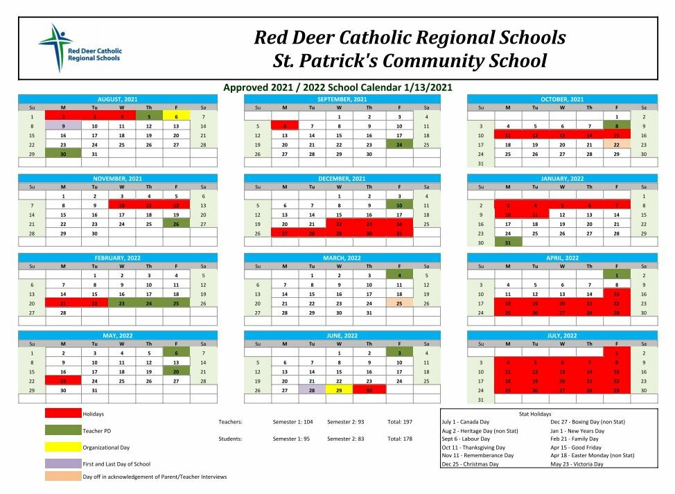 Year Round Calendar Has Been Approved For The 2021 2022 School Year St Patrick S Community School