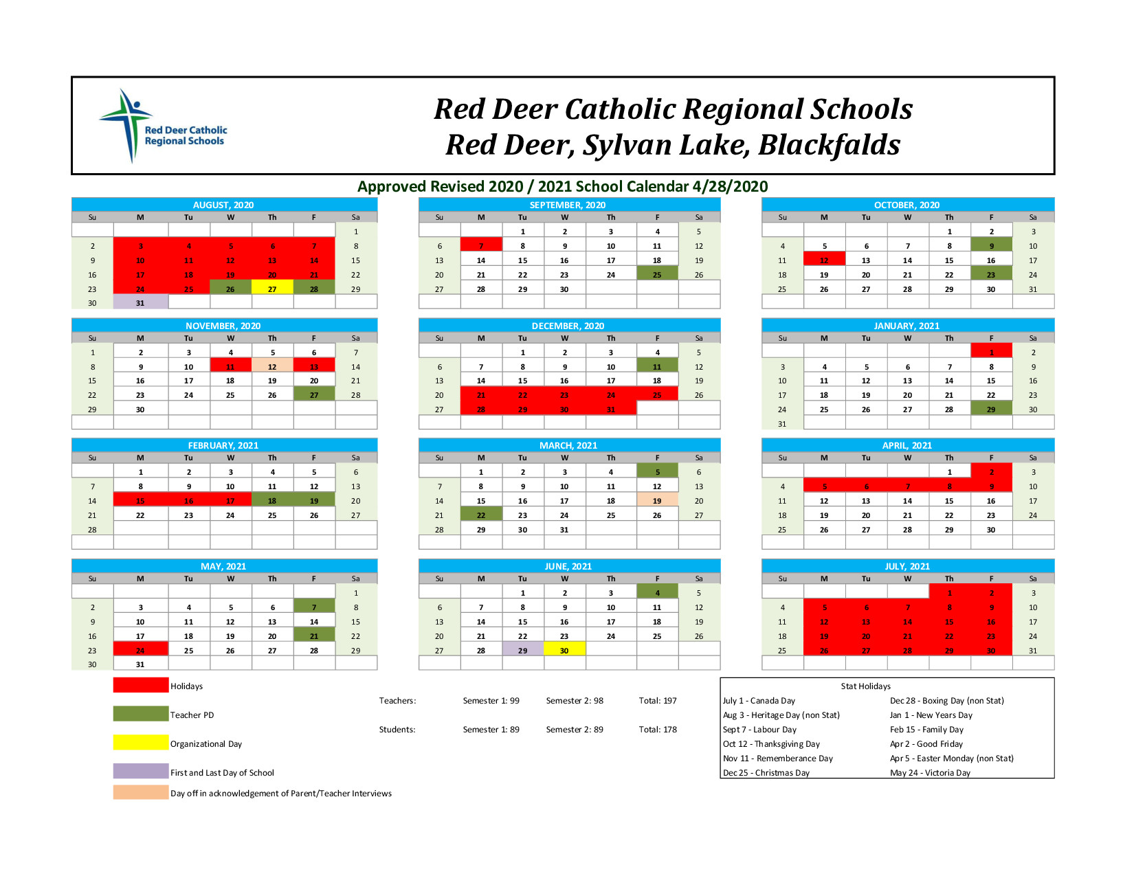 2020-2021 Calendar | St. Patrick's Community School